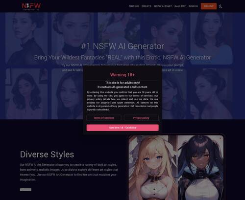 Review screenshot nsfwartgenerator.ai